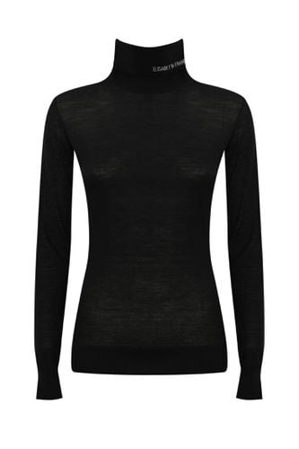 Merino Wool Turtleneck With Logo - Elisabetta Franchi - Modalova