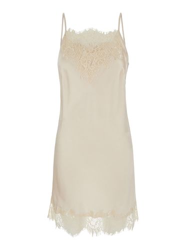 Chantal Mini White Dress With Tonal Lace Trim In Silk Woman - Gold Hawk - Modalova
