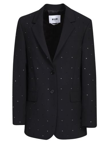 Wool Suiting Jacket In Virgin Wool With Jewelled Applications - MSGM - Modalova