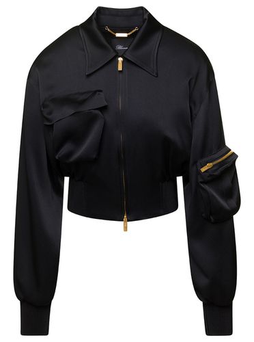 Cropped Jacket With Macro Patch Pockets In Satin Woman - Blumarine - Modalova