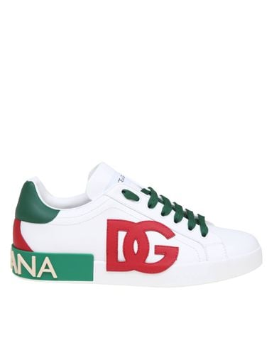 Portofino Leather Sneakers With Dg Logo - Dolce & Gabbana - Modalova
