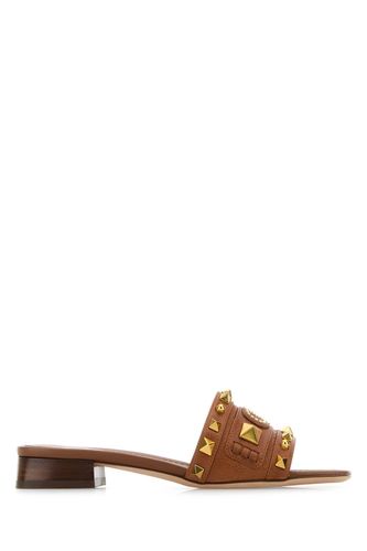 Caramel Leather Plaster Caster Slippers - Valentino Garavani - Modalova