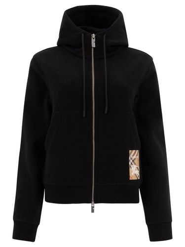 Check Label Zip-up Drawstring Hoodie - Burberry - Modalova