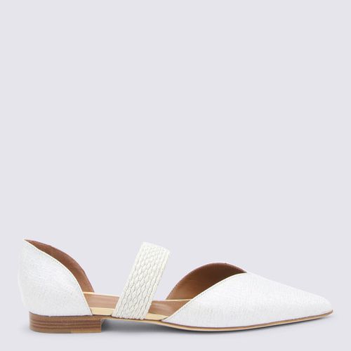 White And Silver Leather Maisie Flats - Malone Souliers - Modalova