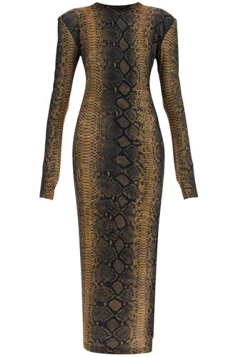 Brown Slim Fit Long Python Effect Dress - Norma Kamali - Modalova