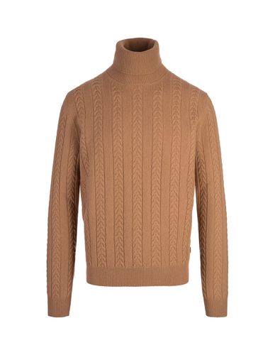 Beige Virgin Wool And Cashmere Turtleneck Sweater - Hugo Boss - Modalova