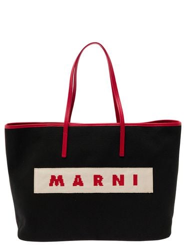 Small Janus Tote Bag With Logo Patch In Cotton Woman - Marni - Modalova