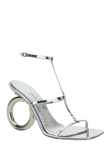 Elina Silver Sandals With Sculptural Heel In Leather Woman - Ferragamo - Modalova