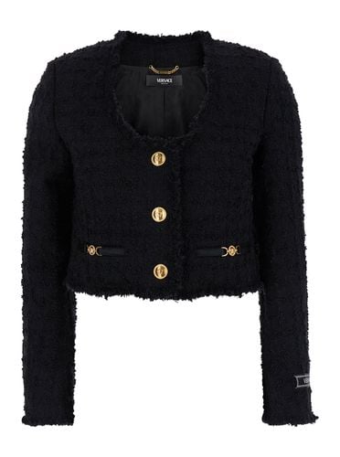 Versace Black Tweed Blazer - Versace - Modalova