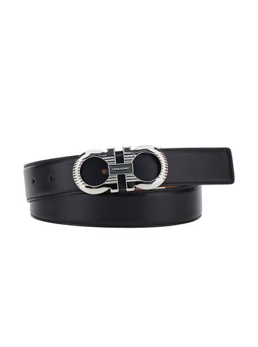 Black Belt With Gancini Buckle In Leather Man - Ferragamo - Modalova