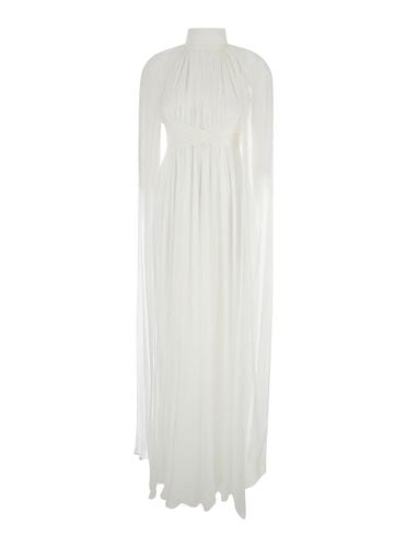 Long Pleated Dress With Criss-cross Detail In Silk Chiffon Woman - Alberta Ferretti - Modalova