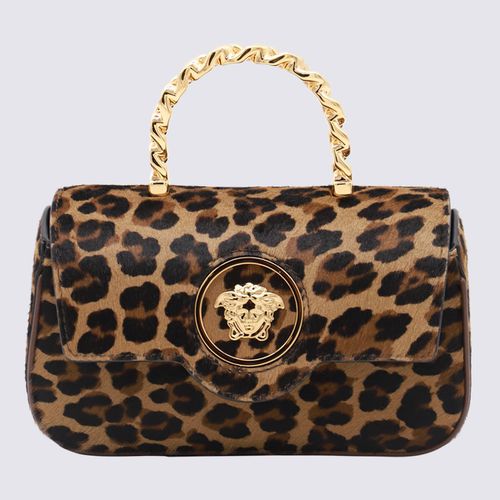 Brown Moka And Gold La Medusa Top Handle Bag - Versace - Modalova