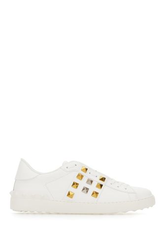 White Leather Rockstud Sneakers - Valentino Garavani - Modalova