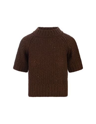 Crop Short Sleeve Sweater With Crystals - Ermanno Scervino - Modalova
