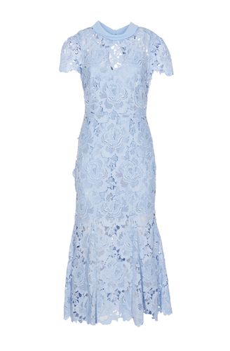 Flower Lace Contrast Collar Midi Dress - self-portrait - Modalova