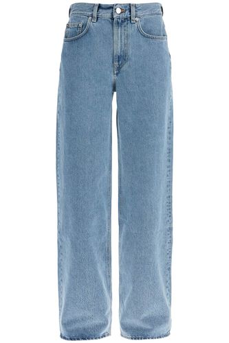 Organic Denim Wide Leg High Waist Light Blue Washed Pants - Loulou Studio - Modalova