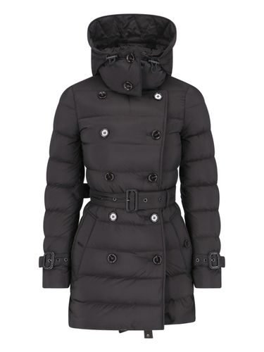 Long Belted Down Jacket With Removable Hood In Nylon Woman - Burberry - Modalova