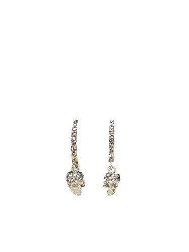 Gold Finish Hoop Earrings Embellished With Swarovski Crystals - Alexander McQueen - Modalova