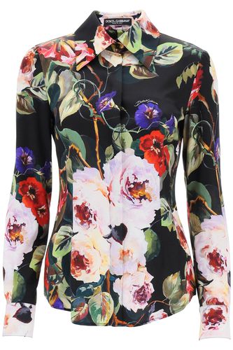 Rose Garden Shirt In Satin - Dolce & Gabbana - Modalova