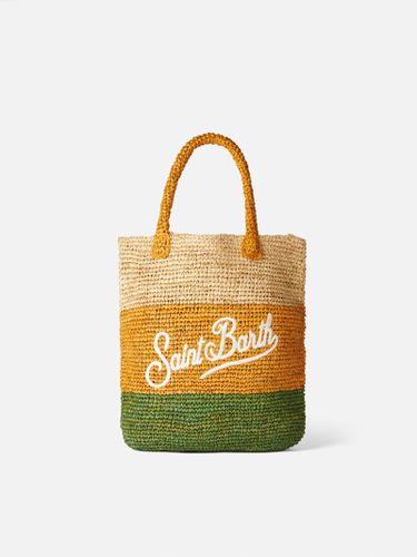 Raffia Bucket Bag With Multicolor Stripes And Embroidery - MC2 Saint Barth - Modalova