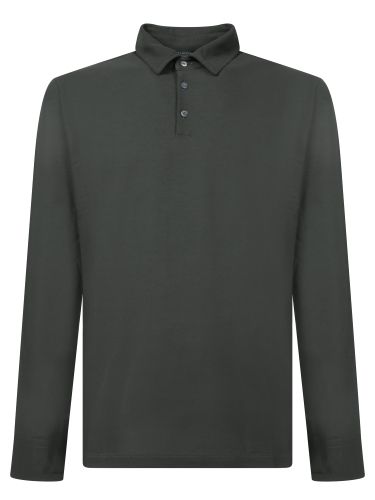 Zanone Long Sleeve Green Crepe Polo - Zanone - Modalova