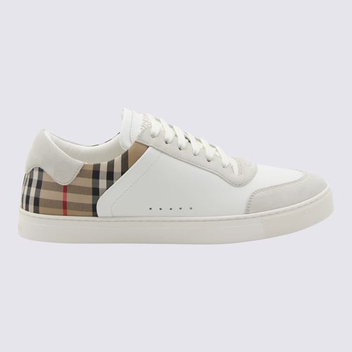White And Archive Beige Canvas And Leather Sneakers - Burberry - Modalova