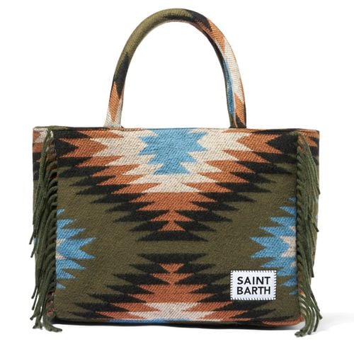 Vanity Blanket Shoulder Bag With Ethnic Print And Fringes - MC2 Saint Barth - Modalova