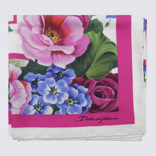 Flowers And Pink Silk Scarf - Dolce & Gabbana - Modalova