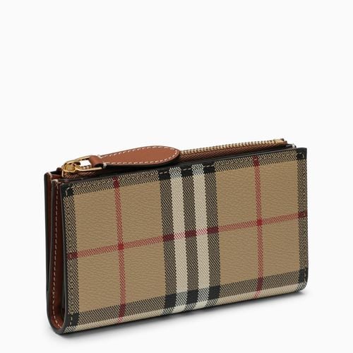 Beige Wallet With Vintage Check Pattern In Coated Canvas - Burberry - Modalova