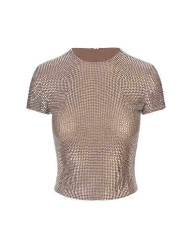 Beige Short-sleeved Top With Crystals - Giuseppe di Morabito - Modalova