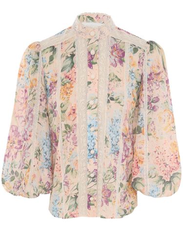 Halliday Lace Trim Shirt In Multi Watercolour Floral - Zimmermann - Modalova