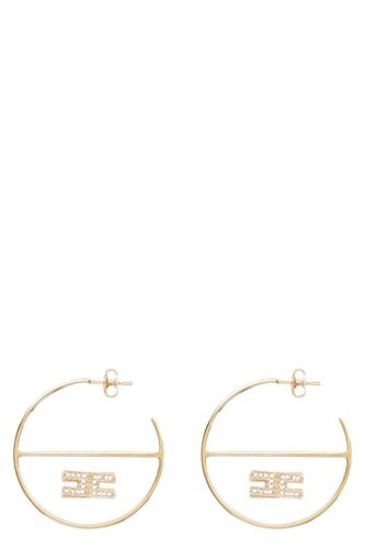 Logo Hoop Earrings - Elisabetta Franchi - Modalova