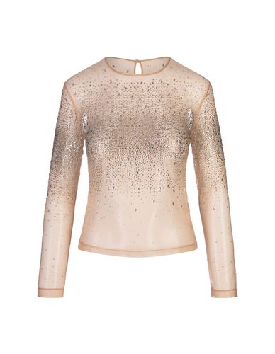 Tulle Top With Rhinestone Crocodile Motif - Ermanno Scervino - Modalova