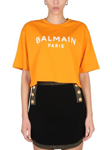 Balmain Logo Print Crop T-shirt - Balmain - Modalova