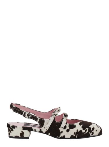 Peche Slingback Ballet Shoes With Buckle Strap Closure And Cow Print In Leather Woman - Carel - Modalova