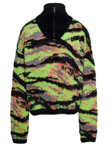Green High Neck Sweater With All-over Jacquard Graphic Pattern In Wool And Cotton Blend - ERL - Modalova