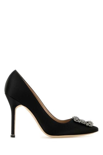 Black Satin Hangisi Pumps - Manolo Blahnik - Modalova