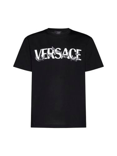 Versace Black T-shirt With Logo - Versace - Modalova