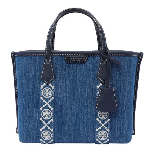 Perry Small Shopping Denim Bag With 3 Compartments - Tory Burch - Modalova
