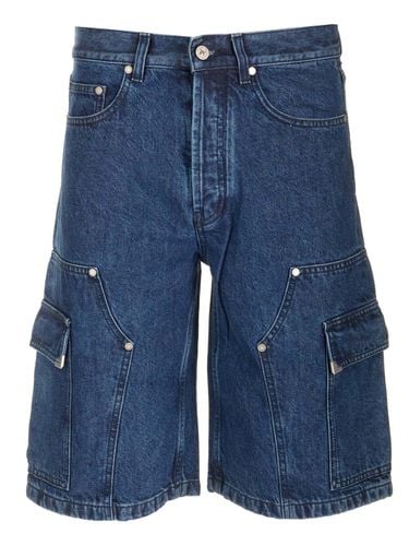 Cargo Bermuda Shorts In Denim - Palm Angels - Modalova