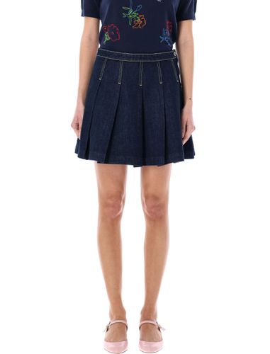 Kenzo Pleated Mini Denim Skirt - Kenzo - Modalova
