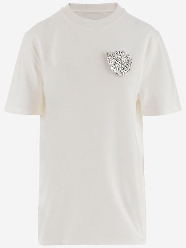 Cotton T-shirt With Leaf Brooch - Jil Sander - Modalova