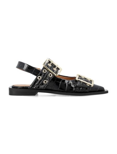 Ganni Buckle Ballerina Croco - Ganni - Modalova