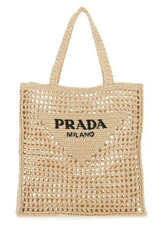 Logo Embroidered Woven Tote Bag - Prada - Modalova