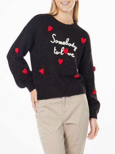 Woman Boxy Shape Soft Sweater With Somebody To Love Embroidery And Crochet Hearts Patch - MC2 Saint Barth - Modalova