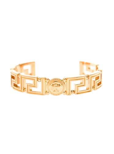 Squared Greca Rigid Gold Colored Metal Bracelet Woman - Versace - Modalova