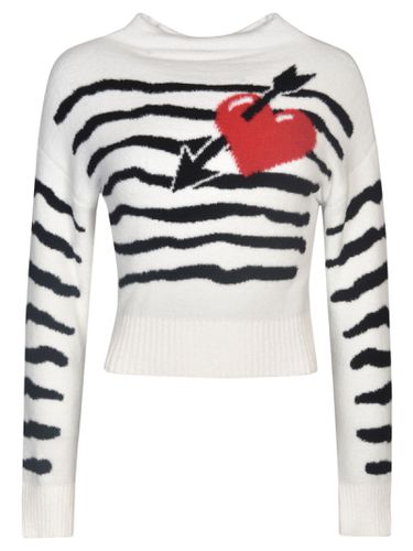 Heart Embroidered Zebra Stripe Pullover - Philosophy di Lorenzo Serafini - Modalova