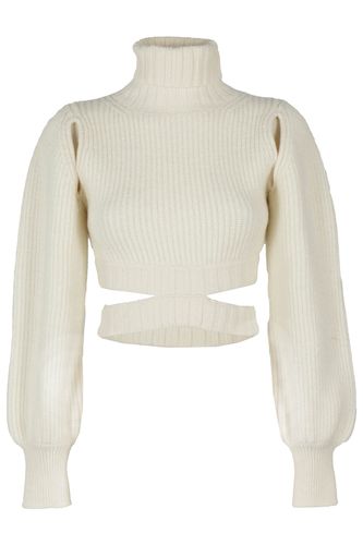Ribbed Knit Crop Sweater - ANDREĀDAMO - Modalova