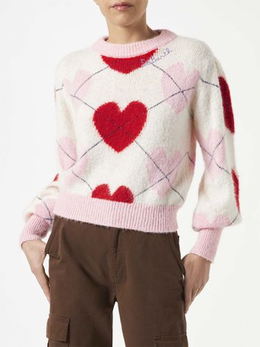 Woman Brushed Striped Sweater With Heart Pattern - MC2 Saint Barth - Modalova
