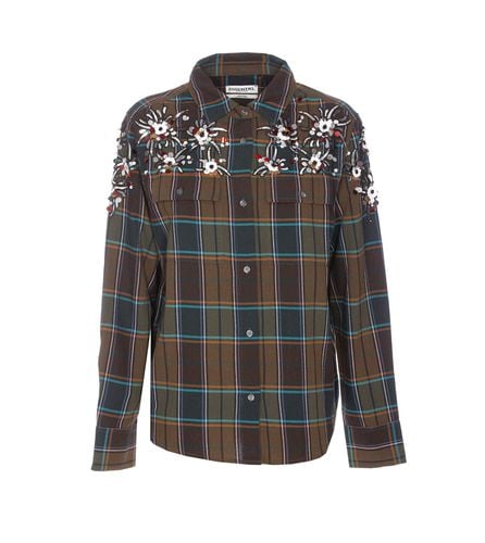 Checked Shirt With Embroidery - Essentiel Antwerp - Modalova